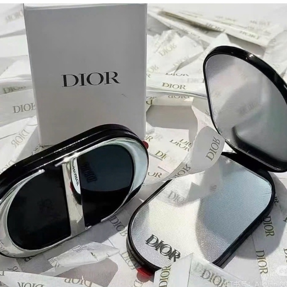 Dior Black and Silver Phone Stand + Mirror